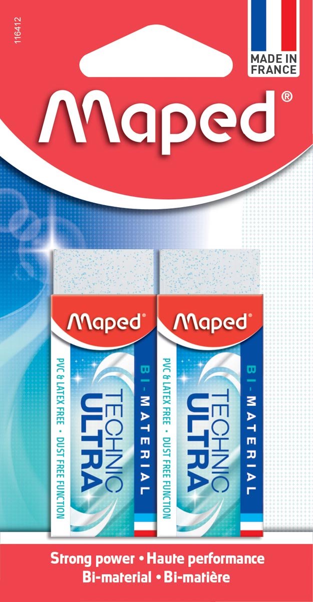 Maped Office Maped Radiergummi Technic Ultra Classic | weiß | Blister mit 2 Stück