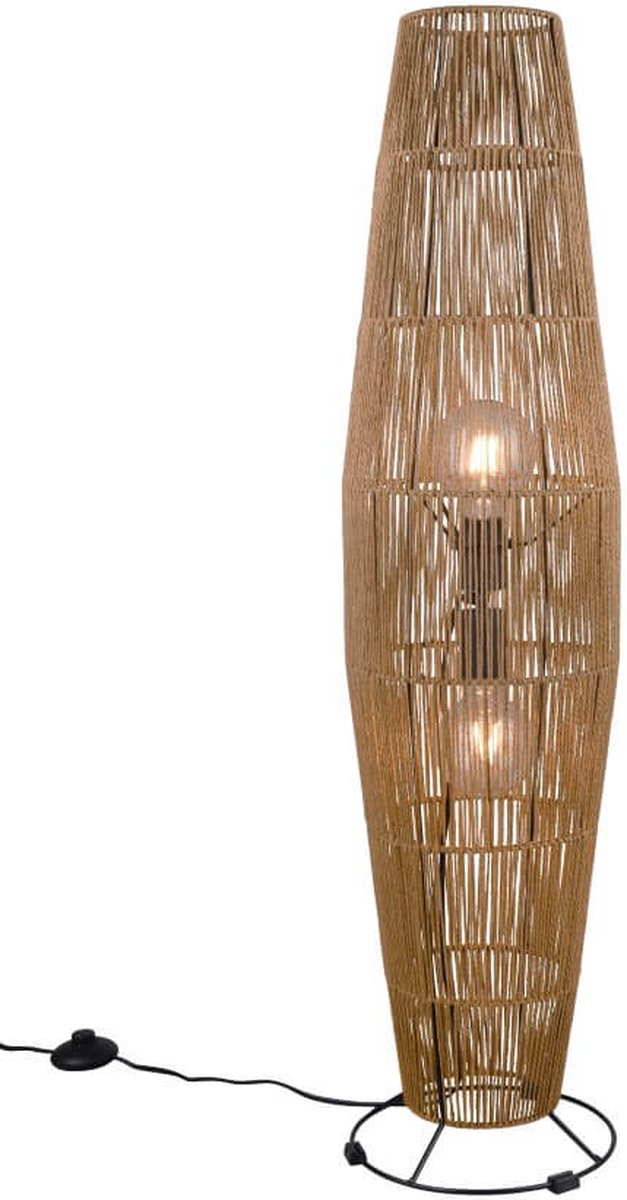 Rl lebe dein Licht Reality Miki - Stehleuchte - Braun - exkl. 2x E27 40W - Fußschalter - Natursisal