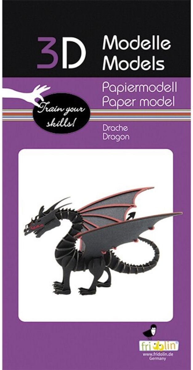 Fridolin 3D-Puzzle Drache – kreativer Bausatz aus Papier.