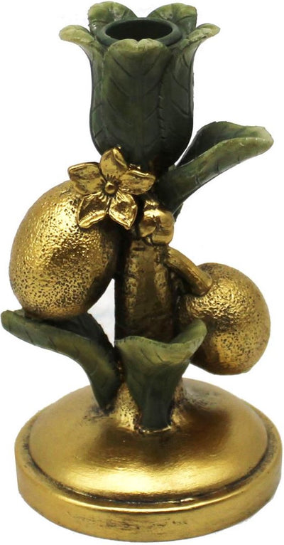 HD Collection Kerzenständer Zitrone Polyresin grün 10x10x17,5cm