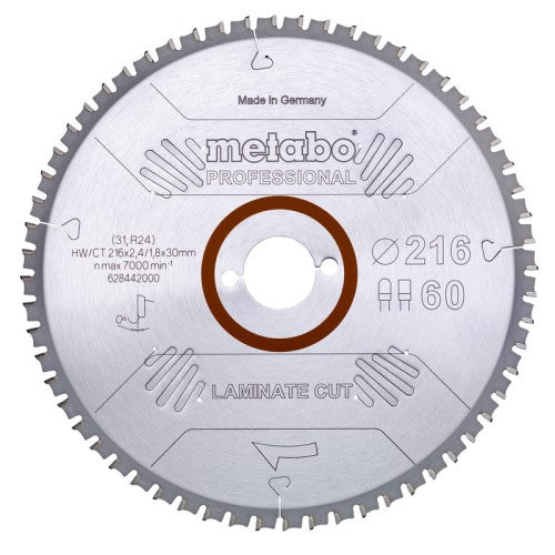 Metabo Zubehör Kreissägeblatt | Laminatschnitt prof | 254x30mm | z66 fz tz 0° - 628446000