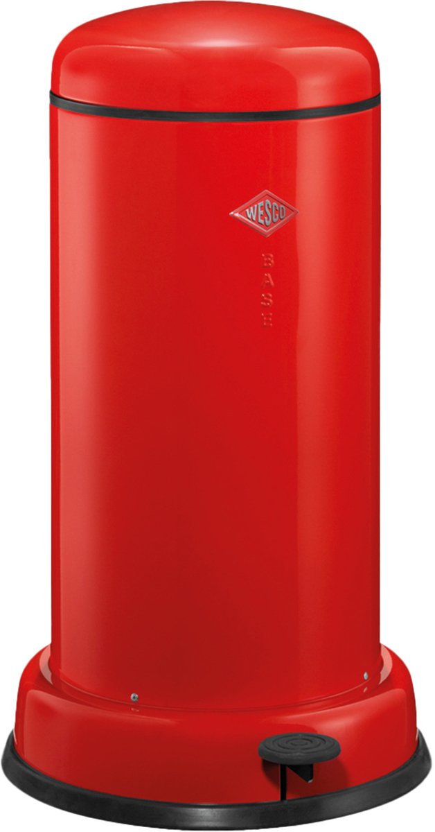 Wesco Baseboy Abfallbehälter mit Soft-Close | 20 Liter | Metall - rot | Treteimer