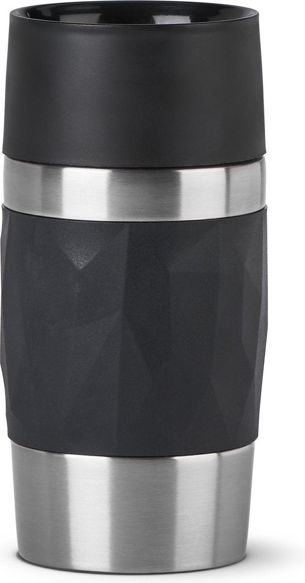 Tefal Compact N2160110 Reisebecher – Thermosflasche – 300 ml – Schwarz – auslaufsicher – für heiße und kalte Getränke geeignet