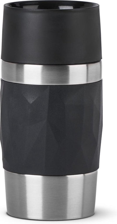 Tefal Compact N2160110 Reisebecher – Thermosflasche – 300 ml – Schwarz – auslaufsicher – für heiße und kalte Getränke geeignet