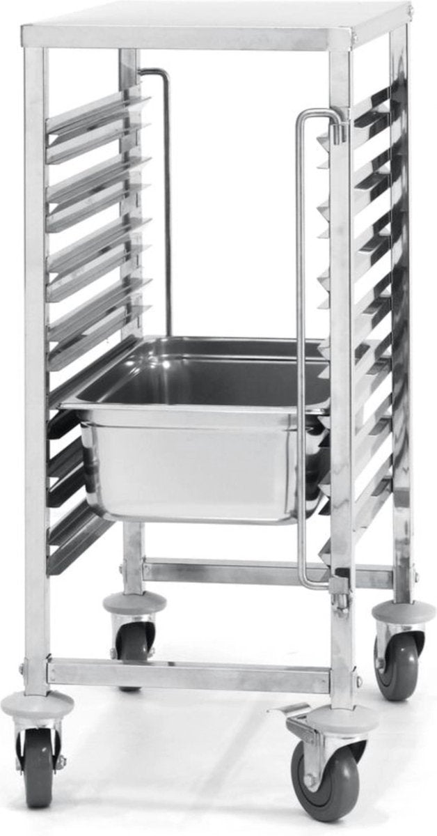 Hendi-Regalwagen – 7 x GN 1 1 – inklusive Arbeitsfläche – 4 Lenkräder – 445 x 615 x 945 mm