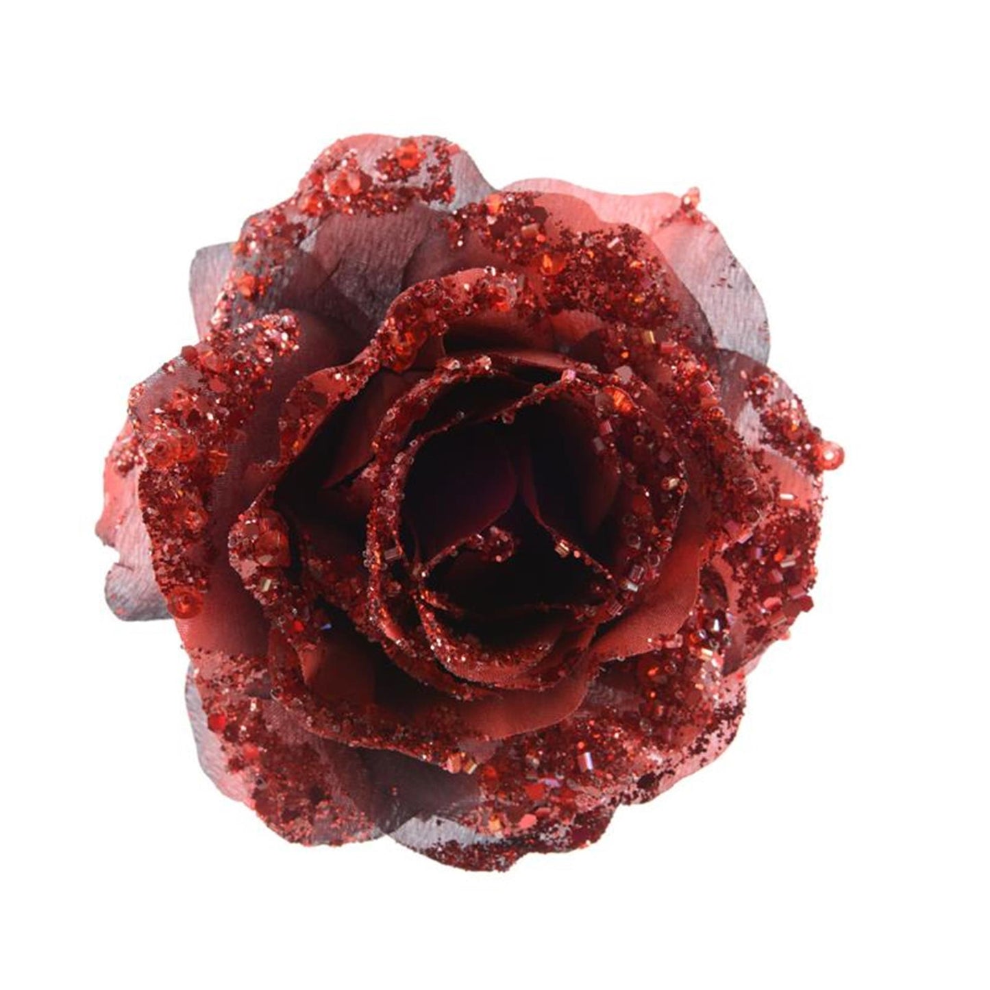 Decoris-Blume auf Clip-Rose, Ochsenblutrot