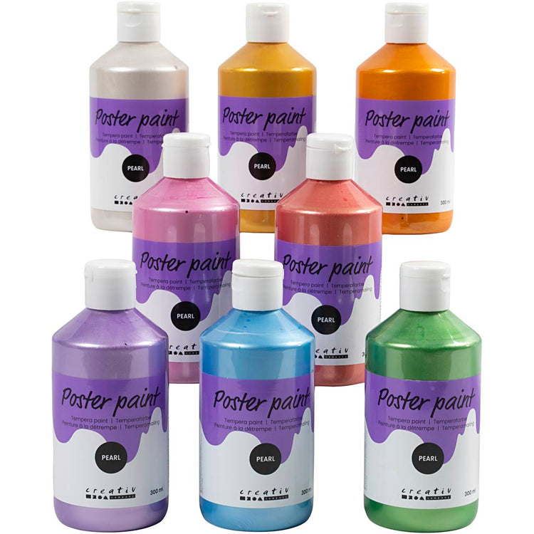 Creativ Company Temperafarbe Perlmutt, verschiedene Farben, 8x300 ml 1 Box