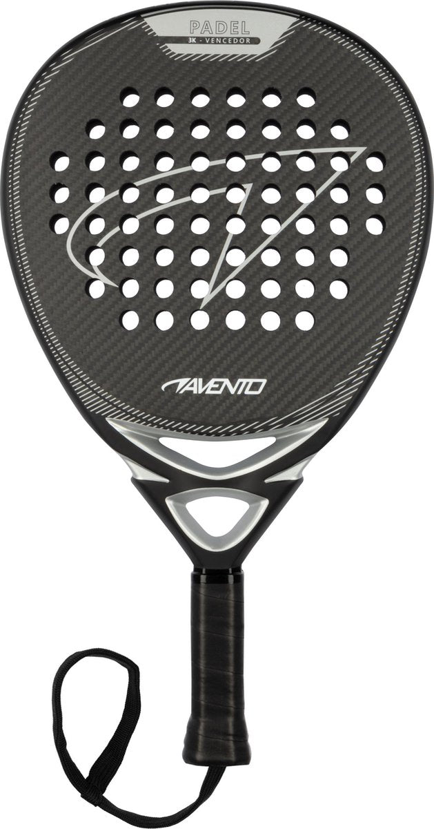 Avento Padelschläger – Vencedor – 3K Carbon – Tropfenform – Schwarz Silber