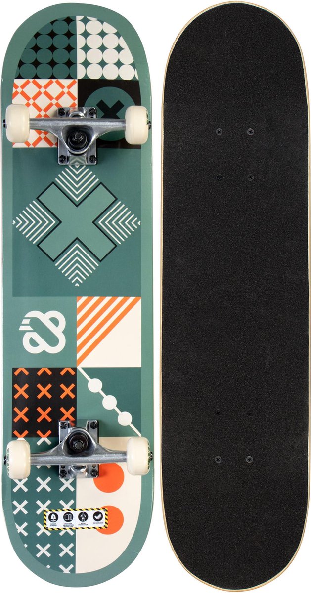 Nijdam klassisches Skateboard – Tick Tack Go – Armeegrün-Orange