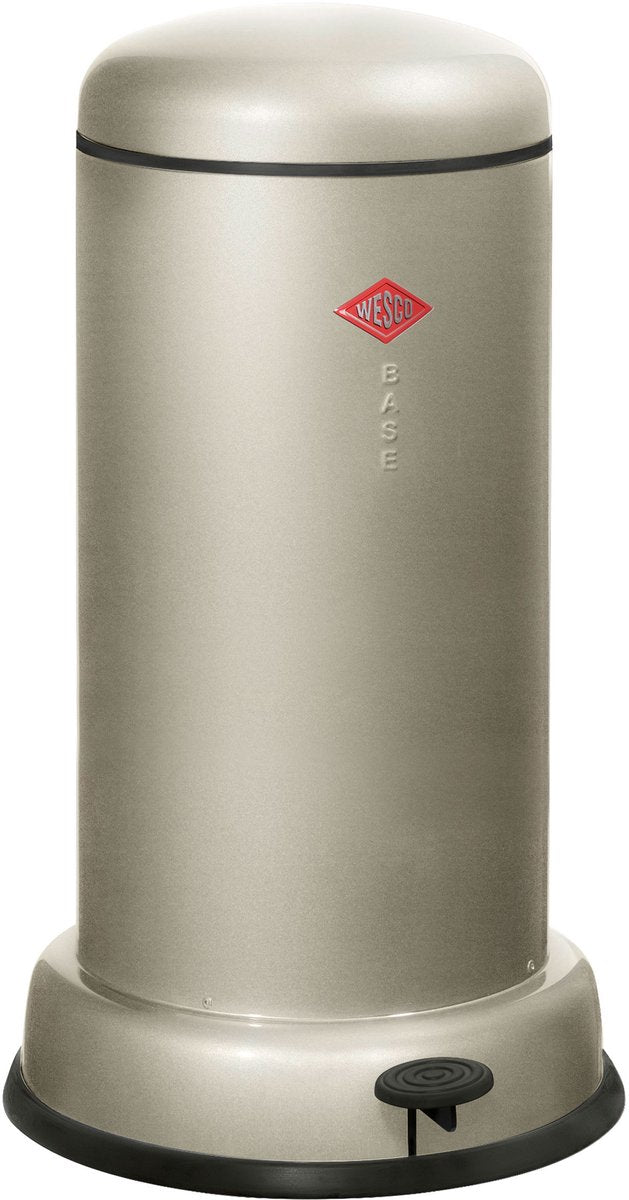Wesco Baseboy Abfallbehälter mit Soft-Close | 20 Liter | Metall - Neusilber | Treteimer