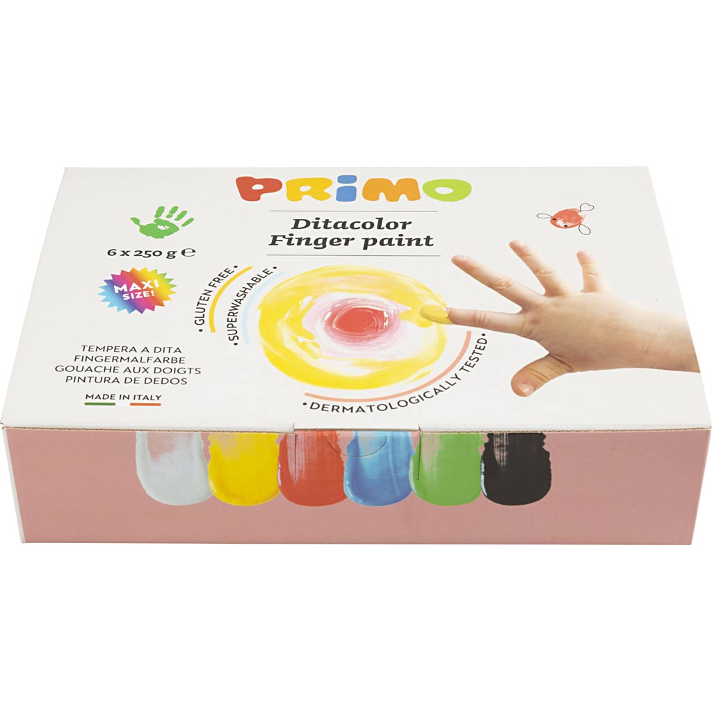 Primo Fingerfarbe, verschiedene Farben, 6x250 ml 1 Box