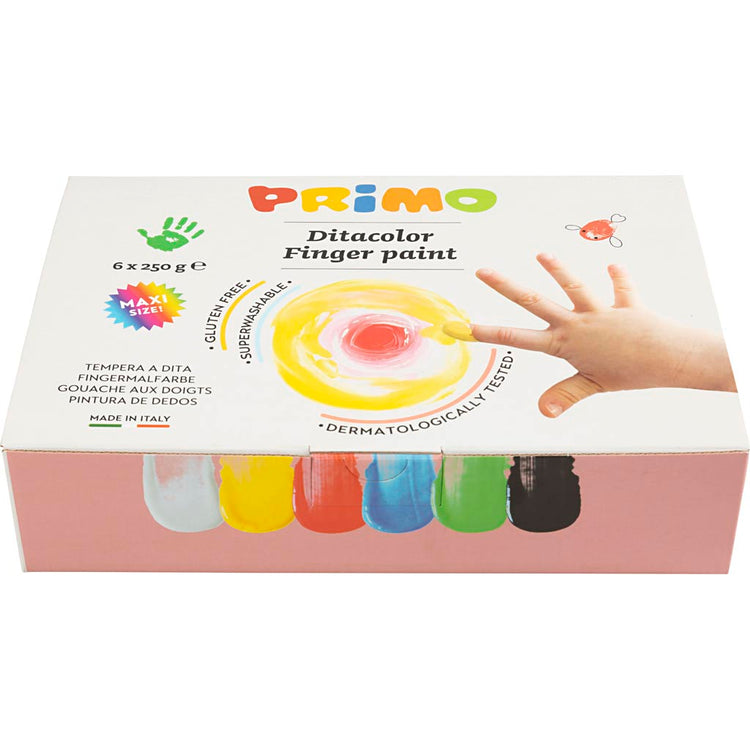 Primo Fingerfarbe, verschiedene Farben, 6x250 ml 1 Box