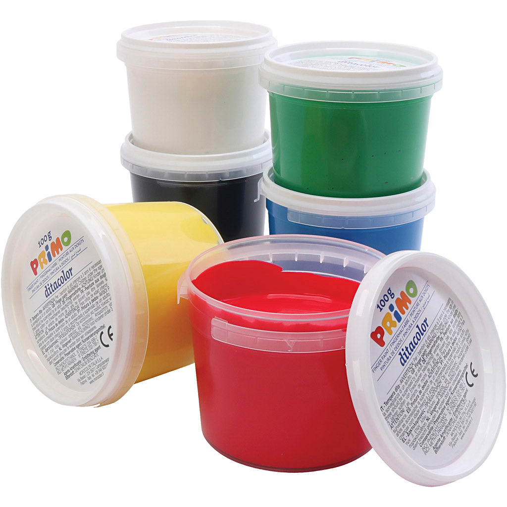 Primo Fingerfarbe, verschiedene Farben, 6x100 ml 1 Box