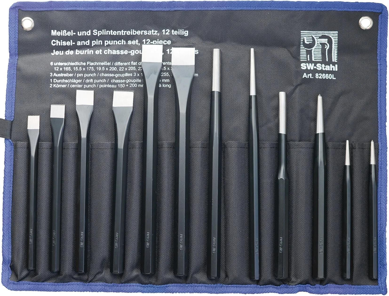 SW Stahl Meißel Pin Punch Set 12tlg.