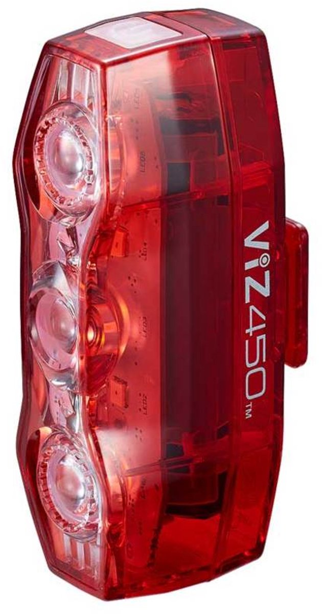 Cateye viz450 Rücklicht – Lumen: 450–300 Grad Sichtbarkeit – USB wiederaufladbar – Opticube-Linsentechnologie – 4 Lichtmodi – Rot