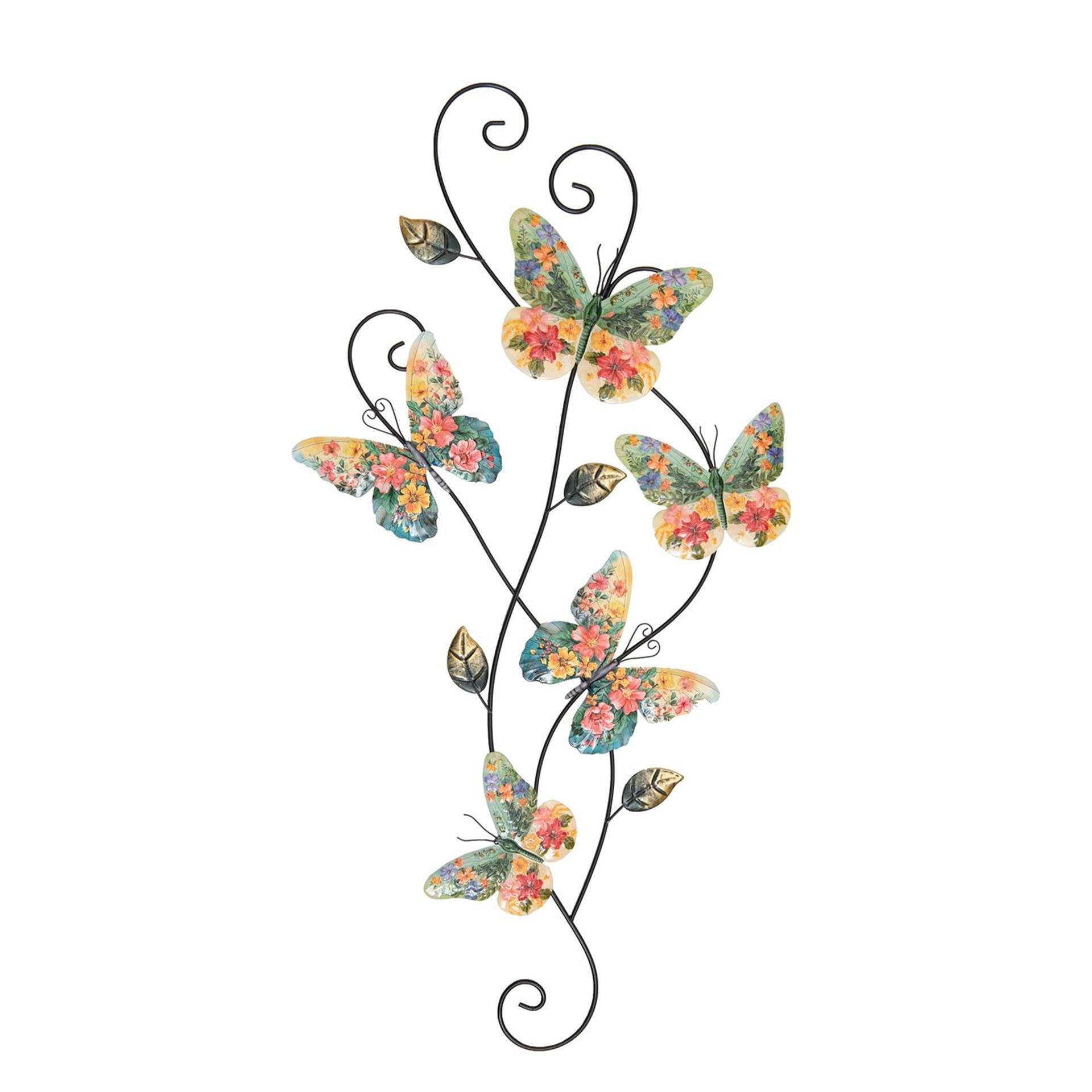 Anna's Collection Wanddeko-Schmetterlinge mit Blumen35x1,5x68cm