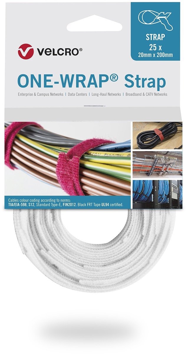 Velcro® one-wrap® Klettkabelbinder 20mm x 200mm weiß