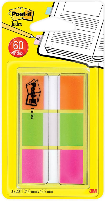 Post-it® Registerständer, tragbares Set, orange, grün, lila, 24 mm x 43,2 mm