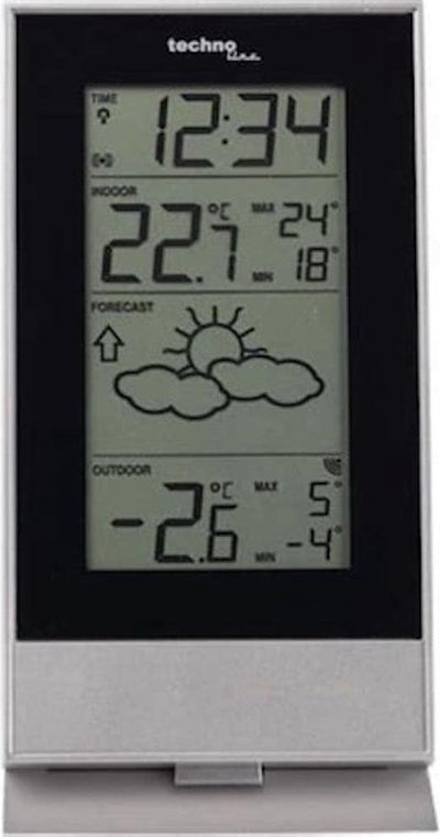 Technoline Wetterstation – ws 9910 – 85 x 166 x 56 mm – silberschwarz – mit 1 Außensensor 100 m – tl-ws9910