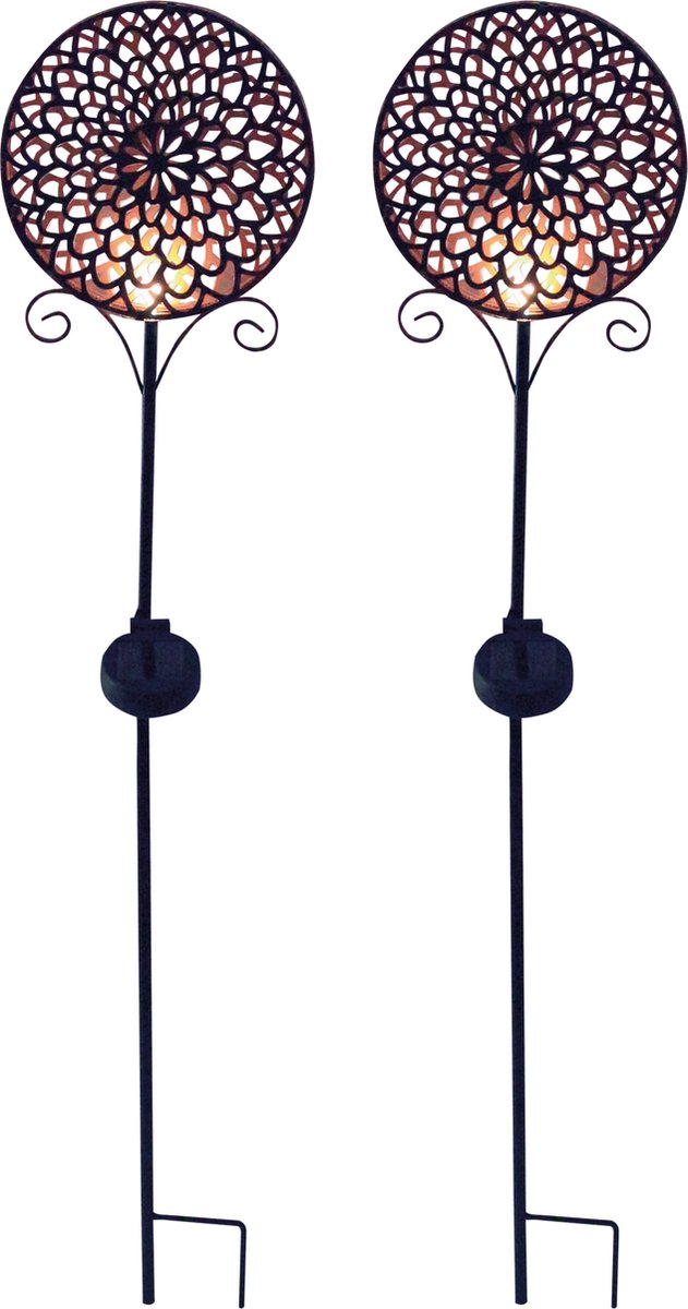 Luxform - 2x Gartenlampe mit Erdspieß - Mandala-Sonne - LED - angetrieben durch Solarenergie - 2er-Set