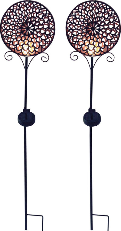 Luxform - 2x Gartenlampe mit Erdspieß - Mandala-Sonne - LED - angetrieben durch Solarenergie - 2er-Set
