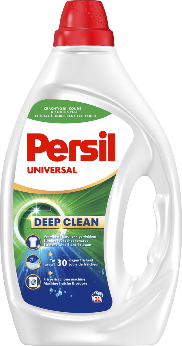 Persil Gel Universal – Flüssigwaschmittel – für alle Wäschefarben – kraftvolle Fleckenentfernung – 4 x 31 Wäschen
