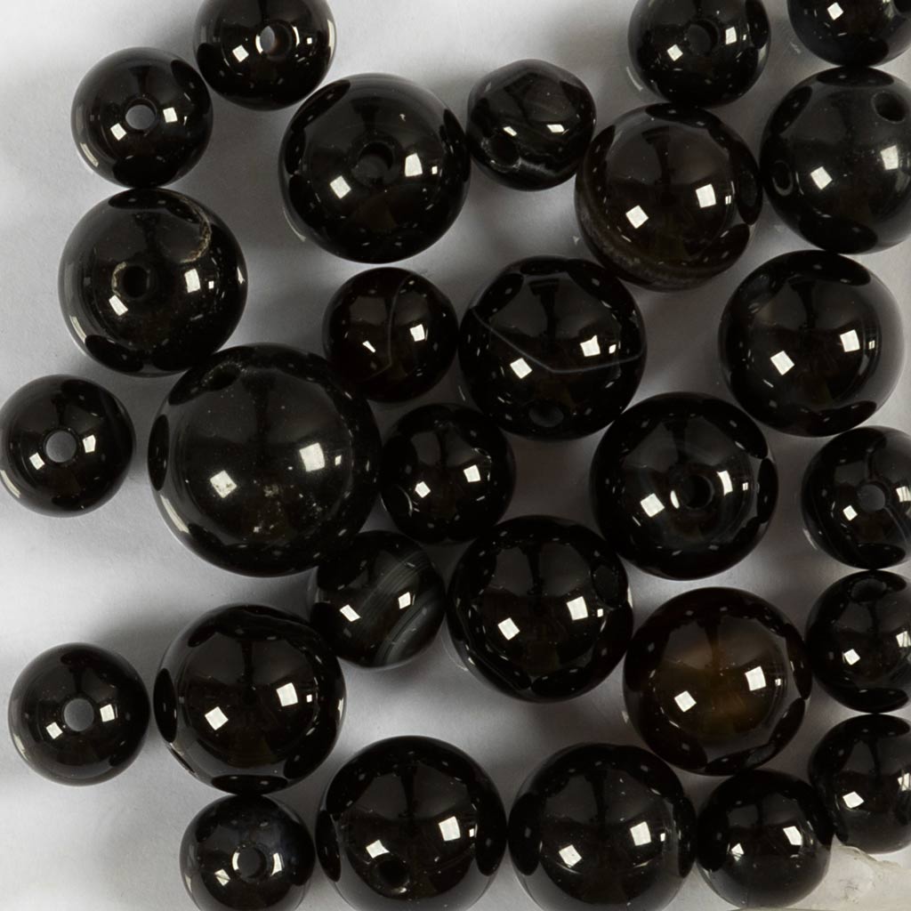 Creativ Company Achatperlen, D 6+8+10 mm, Lochgröße 0,9-1 mm, ca. 28 Stück, schwarz, 28 Stück 1 Karton
