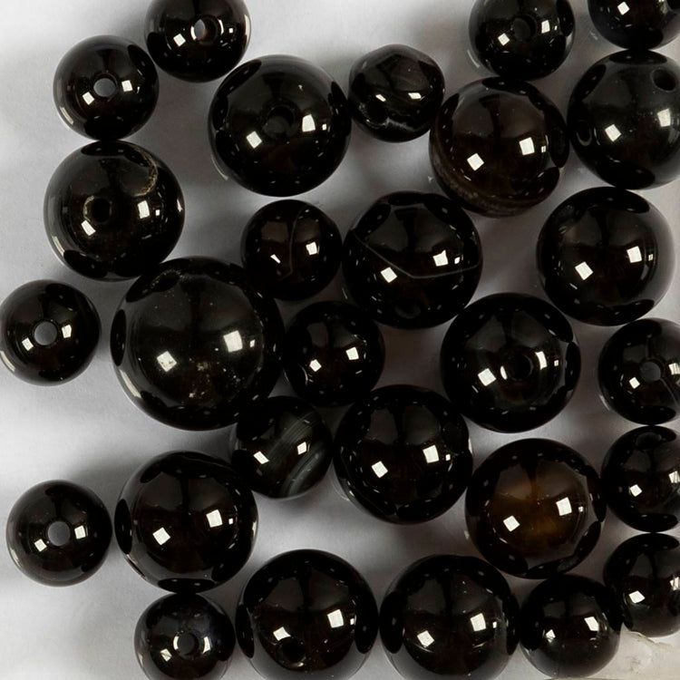Creativ Company Achatperlen, D 6+8+10 mm, Lochgröße 0,9-1 mm, ca. 28 Stück, schwarz, 28 Stück 1 Karton