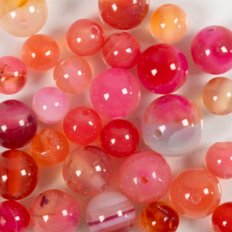 Creativ Company Achatperlen, D 6+8+10 mm, Lochgröße 0,9-1 mm, ca. 28 Stück, Beige, Rosa, 28 Stück 1 Box