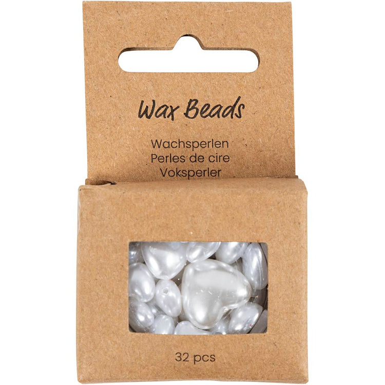 Creativ Company Wachsperlen, Herzen, D 7-13 mm, Lochgröße 1,3-1,5 mm, ca. 27 Stück, Perlmutt, 32 Stück 1 Box