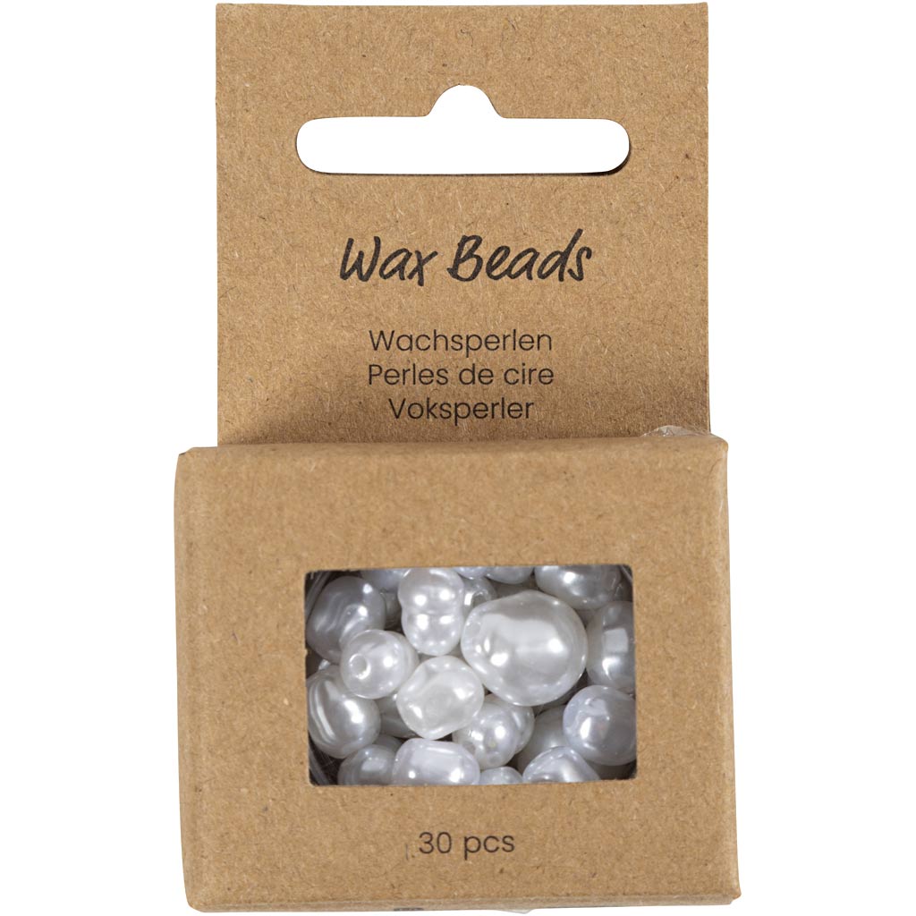 Creativ Company Wachsperlen, oval, D 6-14 mm, Lochgröße 1,3-1,5 mm, 30 Stück 1 Box