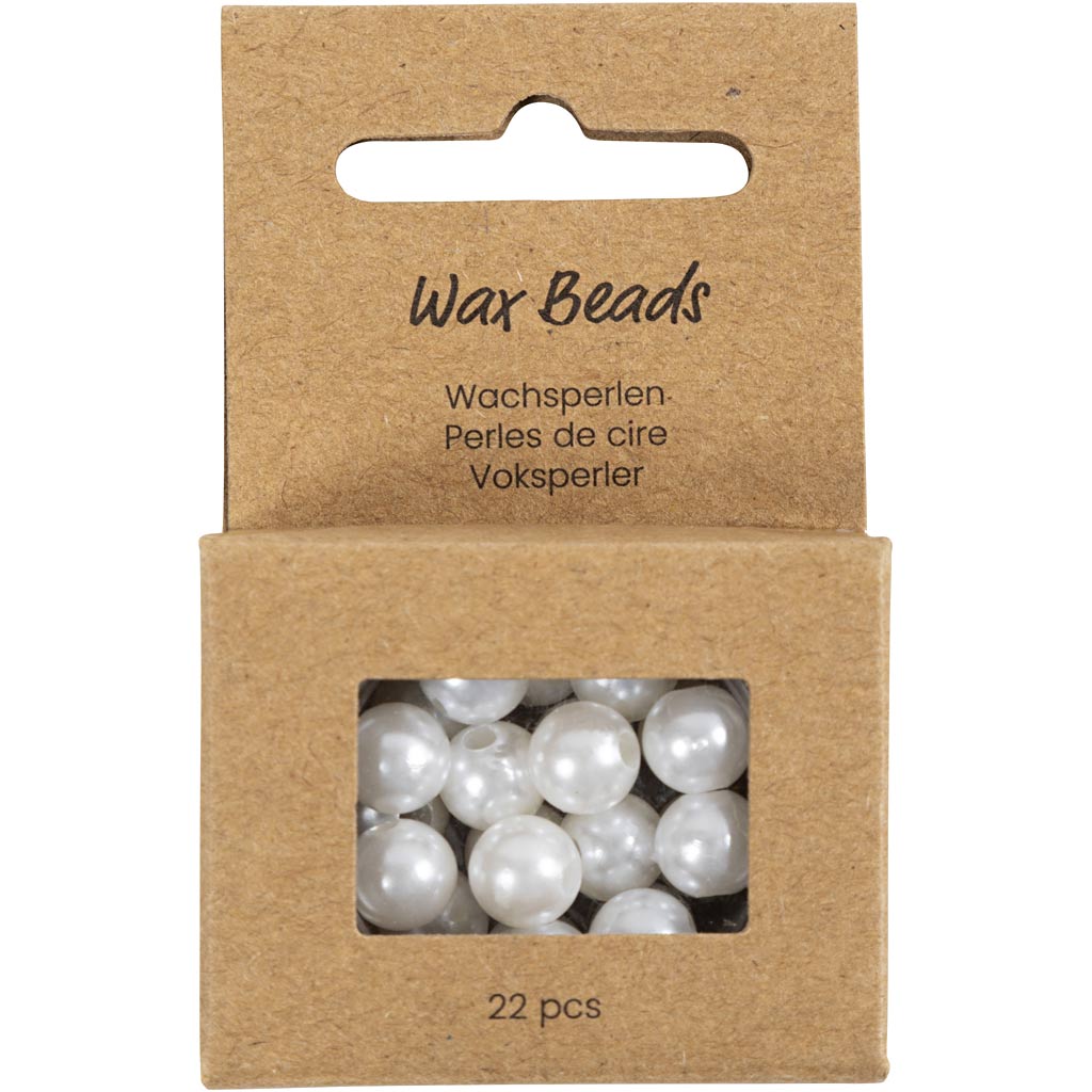 Creativ Company Wachsperlen, D 8 mm, Lochgröße 2,3 mm, Perlmutt, 22 Stück 1 Box