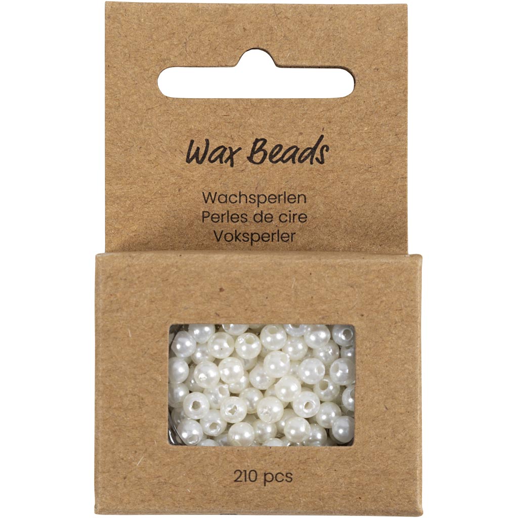 Creativ Company Wachsperlen, D 4 mm, Lochgröße 1,5 mm, Perlmutt, 210 Stück 1 Box