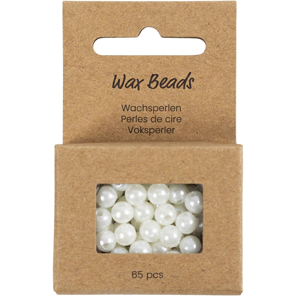 Creativ Company Wachsperlen, D 6 mm, Lochgröße 1,9 mm, Perlmutt, 65 Stück 1 Box