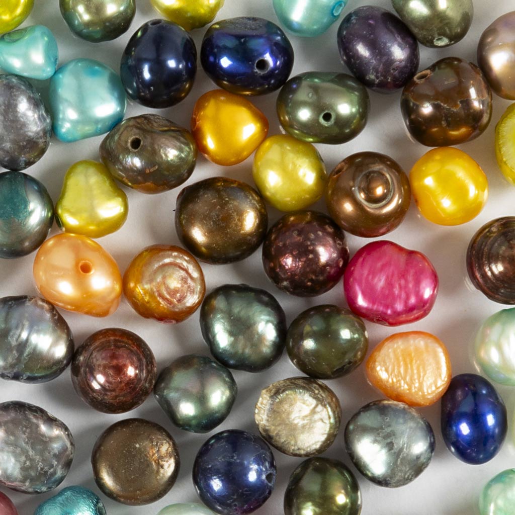 Creativ Company Süßwasserperlen, D 5-6 mm, Lochgröße 0,5 mm, Perlmuttfarben, 60 Stück 1 Box