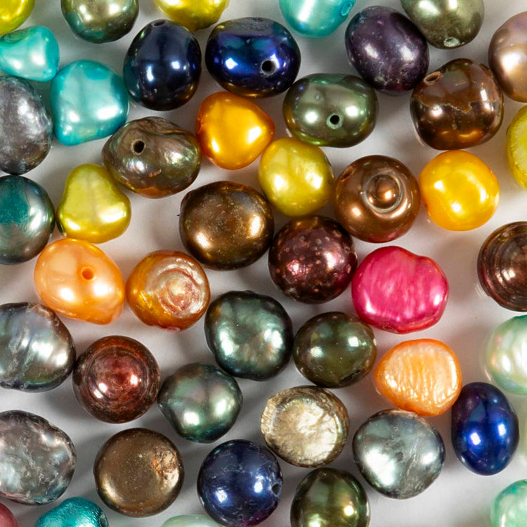 Creativ Company Süßwasserperlen, D 5-6 mm, Lochgröße 0,5 mm, Perlmuttfarben, 60 Stück 1 Box