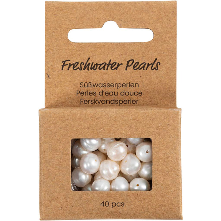 Creativ Company Süßwasserperlen, längs perforiert, D 4 mm, Lochgröße 1 mm, Perlmutt, 40 Stück 1 Box