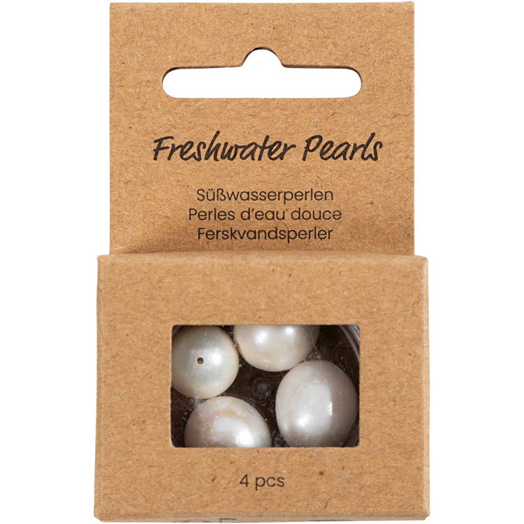 Creativ Company Süßwasserperlen, längs perforiert, D 13-14 mm, Lochgröße 0,8 mm, Perlmutt, 4 Stück 1 Box