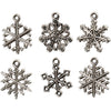 Creativ Company Schneeflocke, H: 20 mm, Lochgröße 1,5 mm, Antiksilber, 18 div. 1 Box