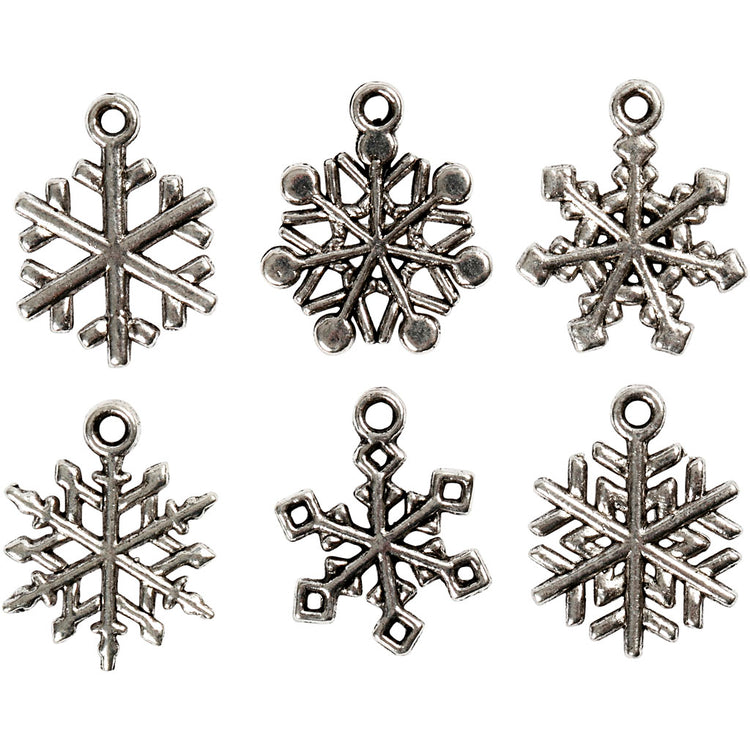 Creativ Company Schneeflocke, H: 20 mm, Lochgröße 1,5 mm, Antiksilber, 18 div. 1 Box