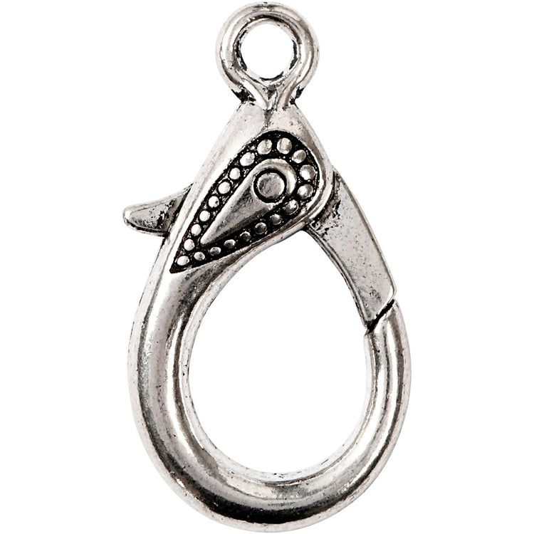 Creativ Company Karabinerverschluss, L: 30 mm, Lochgröße 3 mm, Antiksilber, 4 Stück 1 Box
