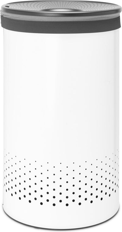 Brabantia Wäschekorb – mit Deckel – 60 l – Weiß Dunkelgrau