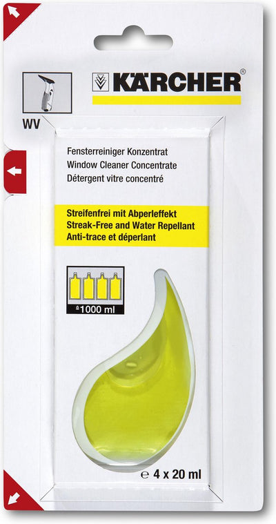 Kärcher Fenstersauger Fensterreinigungskonzentrat RM 503, 4 x 20 ml – streifenfreies Ergebnis – schmutzabweisende Wirkung