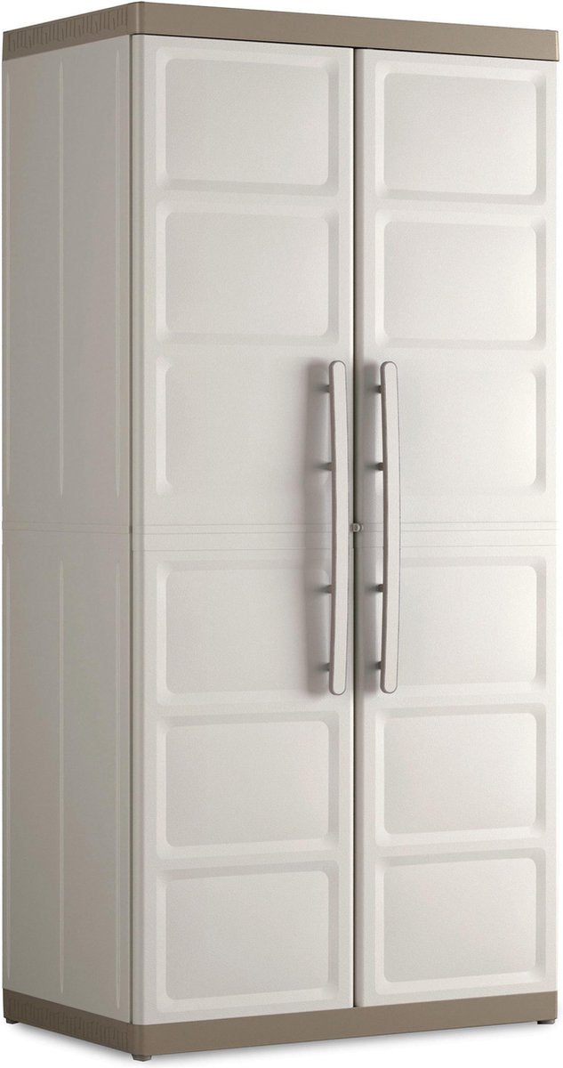 Kis Keter Excellence XL Aufbewahrungsschrank hoch – 4 Regale – 54 x 89 x 182 cm – Beige Taupe