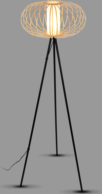 Briloner Rotti – Stehleuchte – natürliches Design – Stehleuchte – holzfarben – E27-Fassung – 153 cm