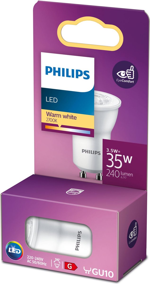 Philips LED-Spot MR11 – 35 W – Gu10 – warmweißes Licht