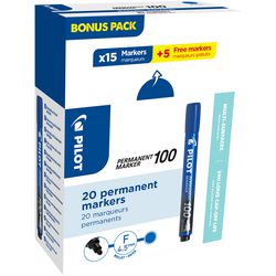 Permanentmarker Pilot 100 1mm blau Packung 20 Stück
