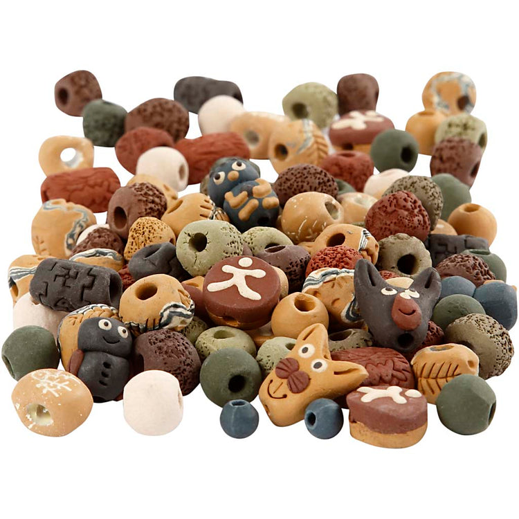 Creativ Company Keramikperlen, Größe 7-18 mm, Lochgröße 2-4 mm, verschiedene Farben, 300 gr 1 Box