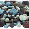 Kreativfirma Lava Perlen, dumm 6-37 mm, Lochgröße 1+2 mm, der Gehalt kann variieren, ca. 890 Stück, verschiedene Farben, 20 Striche 1 Box