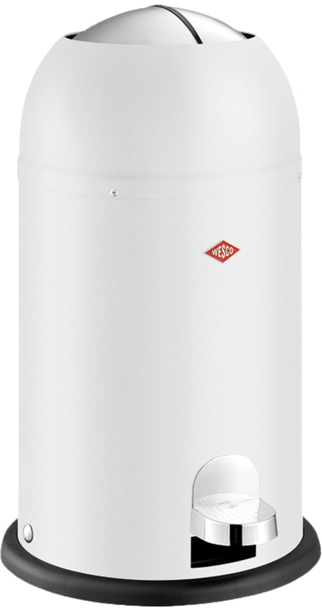 Wesco Kickmaster Junior Abfallbehälter | Treteimer | 12 Liter | Metall - mattweiß | Abfallbehälter
